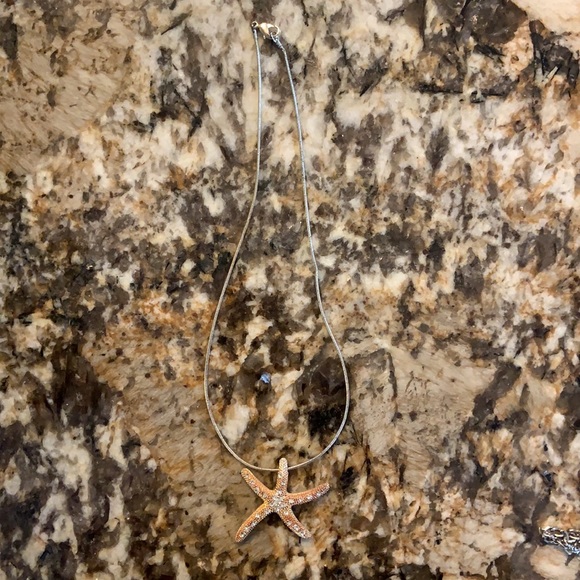 Silver and gold starfish necklace - Picture 2 of 2